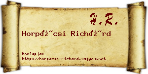 Horpácsi Richárd névjegykártya